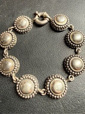 ZINA Beverly Hills 925 Sterling Silver Domed Double Surround Panel Bracelet 7.5”